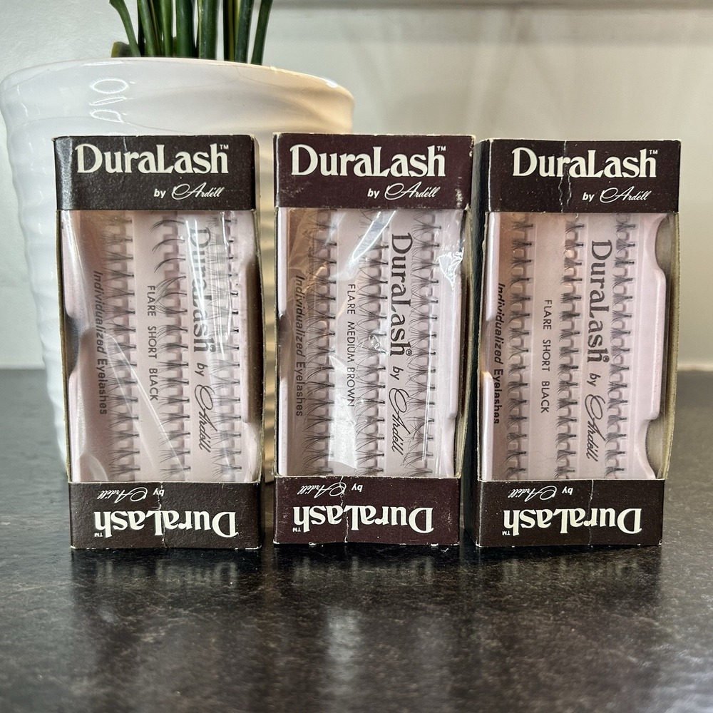 Vintage Ardell DuraLash Flare Short‎ Black Individual Eye Lash Sets, 3 Packs